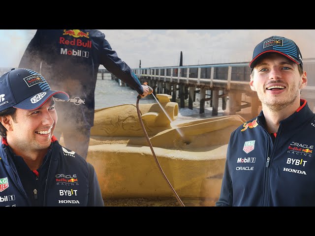 Max and Checo Destroy Sand Sculpture! 💥