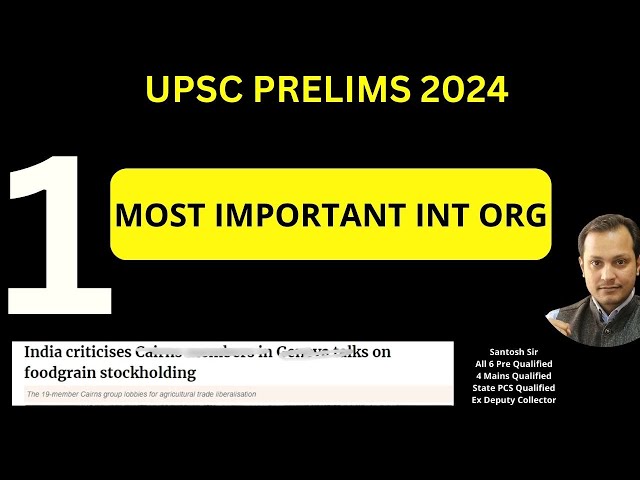 Most Important topics IR Int Org topics for Prelims 2024