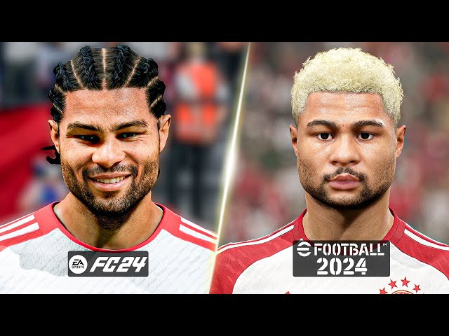 EA FC 24 vs eFootball 2024 - FC Bayern Munich Player Faces Comparison (Kane, Kimmich, Gnabry etc.)