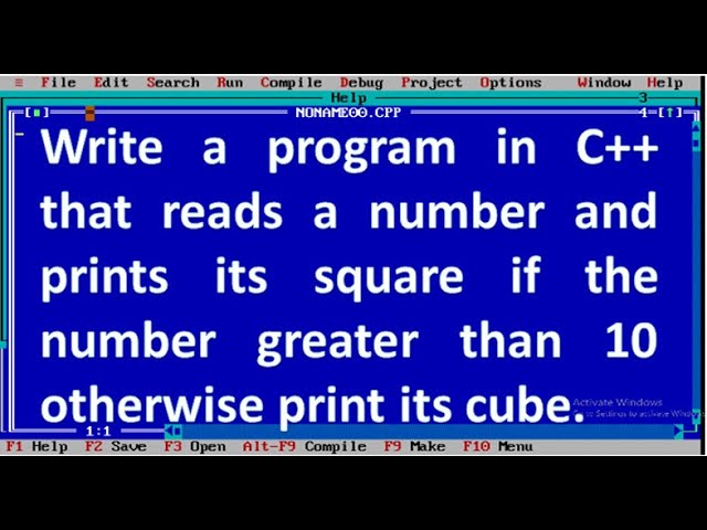 program in C++ that reads a number and print its square if the numb greater 10 else print its cube.