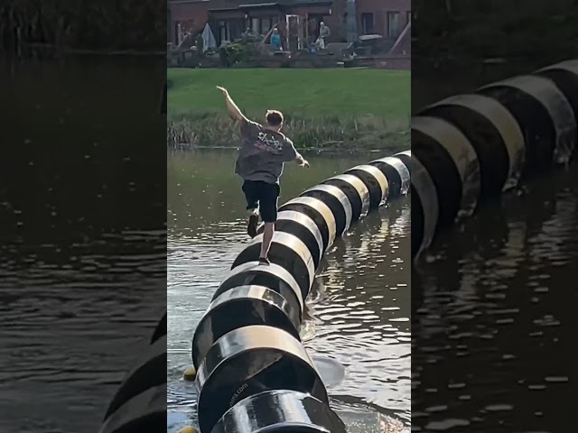 The impossible spinning barrel water challenge 💦 Full video on our page. #storror #parkour