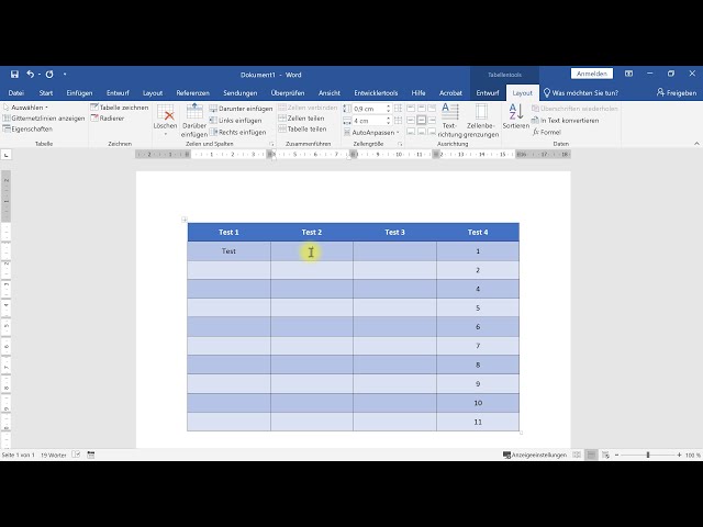 Tabellen erstellen und formatieren – Word-Tutorial