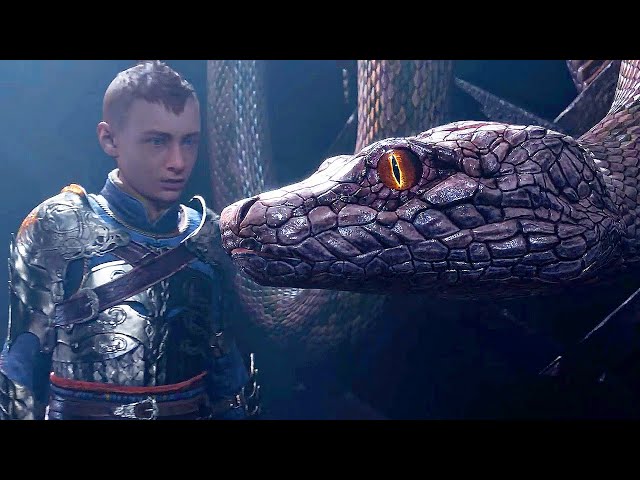 Atreus Gives Birth To His Son World Serpent Jormungandr Scene God of War Ragnarok (PS5) 2022