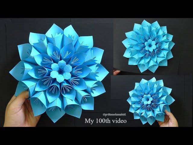 Origami Paper Flower tutorial, Giant paper flower, 100th video 😍😋💐
