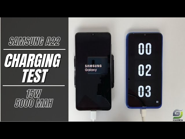 Samsung Galaxy A22 Battery Charging test 0% to 100% | 15W fast charging 5000 mAh
