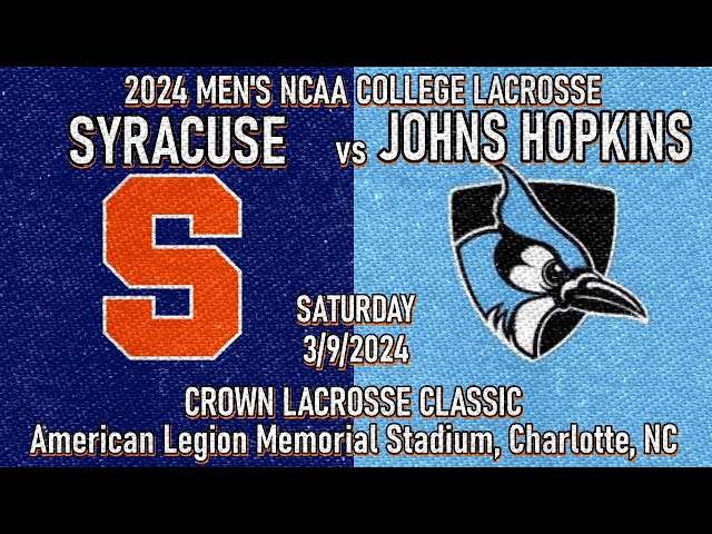 2024 Lacrosse Johns Hopkins vs Syracuse (Full Game) 3/9/24 Men’s College Lacrosse
