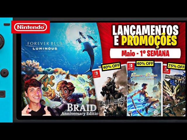 EXCELENTES Promos em GRANDES Games e Novo Jogo da Nintendo! | Lançamentos e Promoções Switch Maio 1