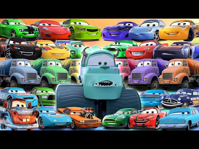 Looking For Disney Pixar Cars Lightning Mcqueen, Turbo Mater, Chick Hicks, Cruz Ramirez, Huggy Wuggy