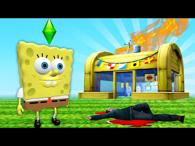 Terrorizing my Spongebob Sims at the Krusty Krab! (Garry's Mod)