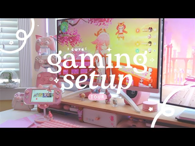 🌸 a tour of my cute gaming setup for a comfy + lazy summer | feat. some unboxings ✿