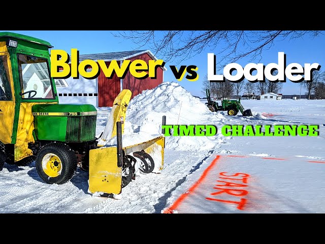 Snow Blower vs. Front Loader Time Challenge - John Deere 755 Compact Tractors Go Head to Head