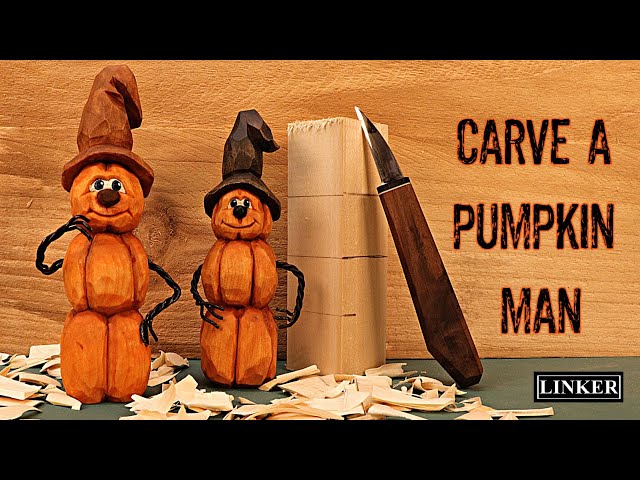 How to Carve a Stacked Pumpkin Man  -Full Woodcarving Tutorial