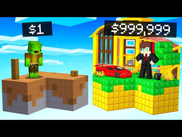 Mikey $1 vs JJ $999,999 SKYBLOCK Survival Battle in Minecraft (Maizen)