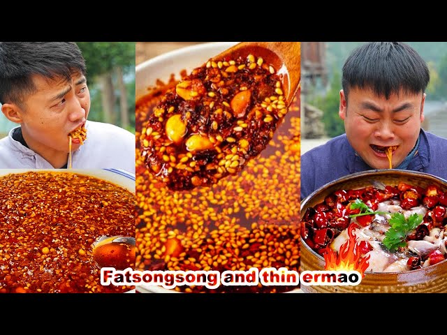 mukbang | How to make fried skewers? | How to make Spicy Crisp? | spicy challenge | songsong & ermao