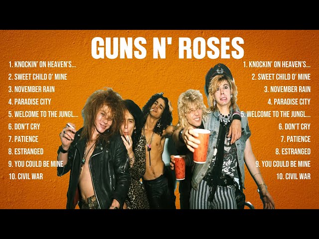 Guns N' Roses Top Of The Music Hits 2024   Most Popular Hits Playlist