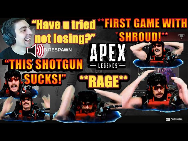 DrDisrespect's FIRST GAME & RAGE With SHROUD in Apex Legends! (Timestamped)