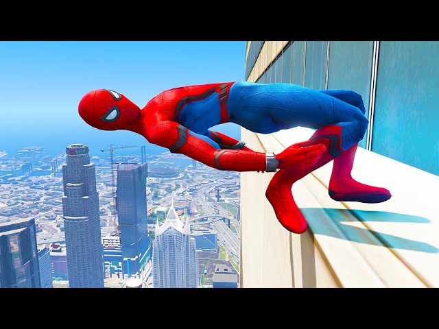 GTA 5 Spiderman Crazy Ragdolls Compilation #2 (Spider-Man Jumps/Falls)