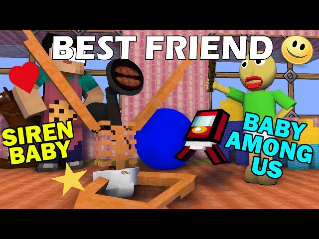 Monster School : BABY SIREN HEAD AND AMONG US BECOME BEST FRIEND - Minecraft Animation