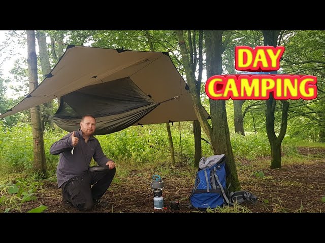 hammock and tarp camping in the woodland for the day using
my oex bush pro hammock and tarp