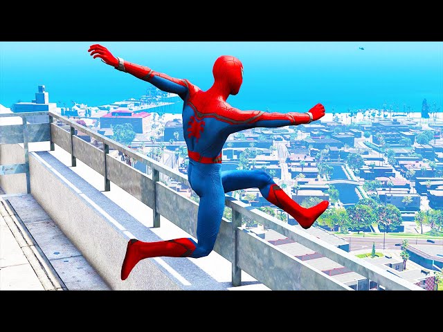 GTA 5 Spiderman Epic Jumps Compilation #2 (GTA V Spider-Man Motorcycle Stunts, Fails)