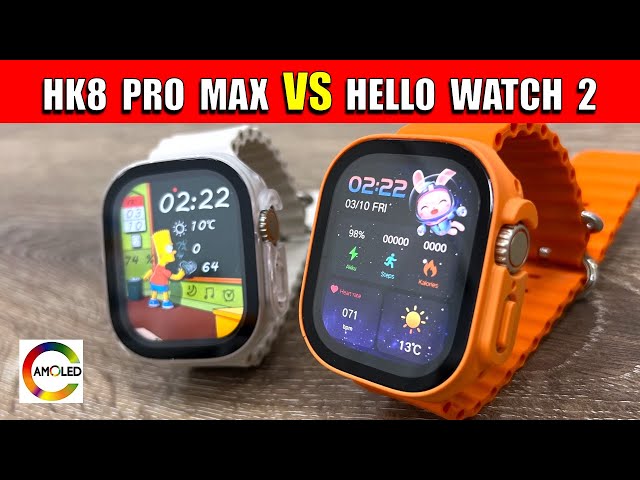 HELLO WATCH 2 vs HK8 PRO MAX AMOLED - Apple Watch ULTRA Clone Comparison