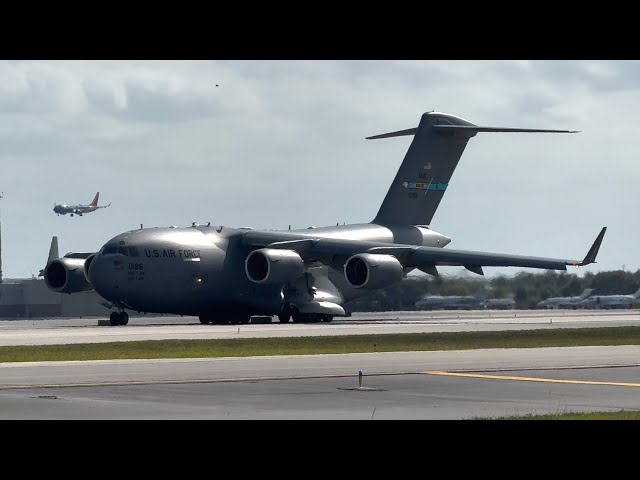 Thunderbirds C-17 and Crew Arrive at FLL for the 2024 Fort Lauderdale Air Show