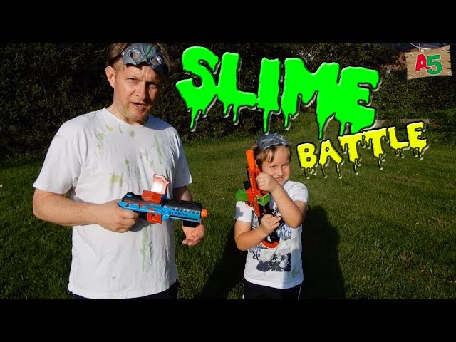 Slime Battle 😎 lustige Schleimschlacht mit Papa  👦 Ash5ive 🙃 Spielzeug und Kinder Kanal