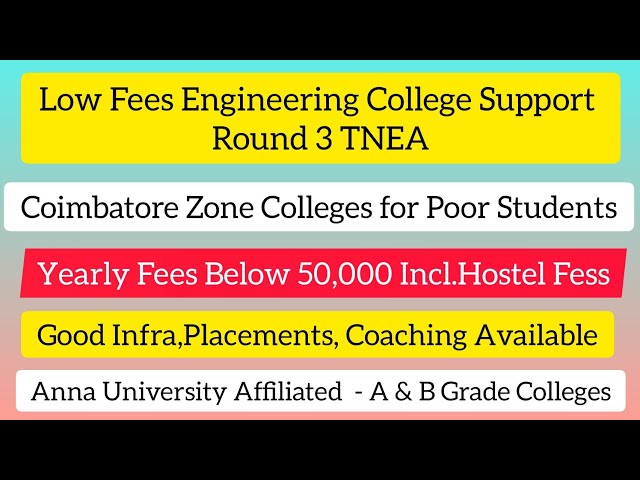 Low Fees Engineering College in Coimbatore For Poor Students in Tamilnadu|Round 3|Dineshprabhu