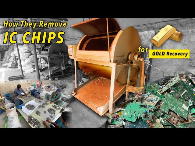 How They Remove IC CHIPS from Computer scrap Boards for E-waste Recycling Process & Gold Recovery