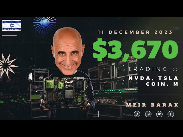 Live Day Trading Stocks Earning $3,670 trading NVDA, TSLA, COIN & M on December 11th 2023.