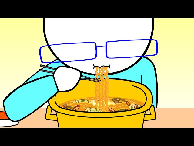 Instant noodles ASMR mukbang animation