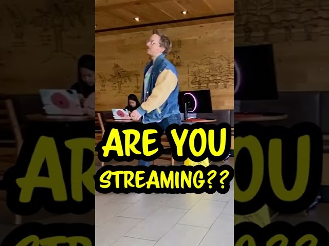 asking strangers to play fortnite (in Starbucks)