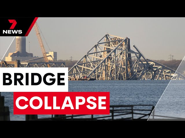 Baltimore Bridge destruction cleanup underway | 7 News Australia