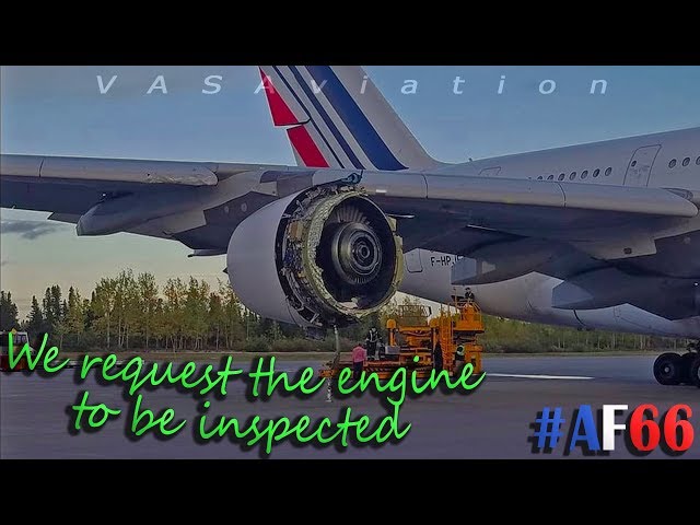 [REAL ATC] Air France A380 LOSES ENGINE COWLING over the Atlantic! #AF66