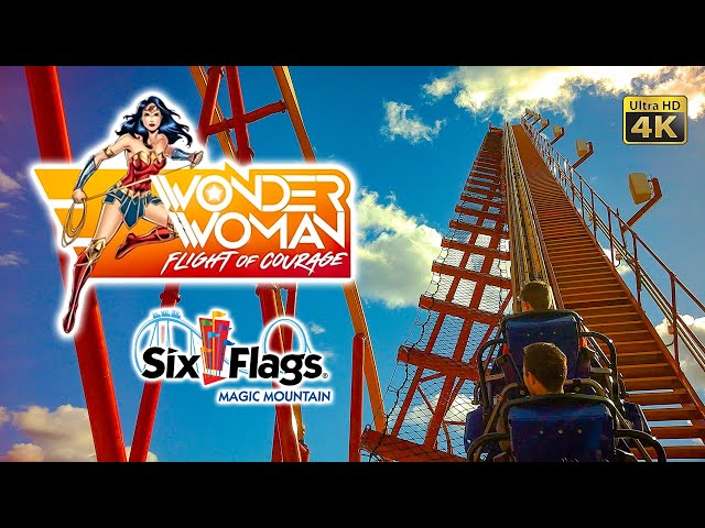 2024 Wonder Woman Flight of Courage On Ride 4K POV Six Flags Magic Mountain