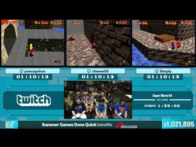 Super Mario 64 by cheese05, puncayshun, Simply in 1:44:43 - Summer Games Done Quick 2015 - Part 156