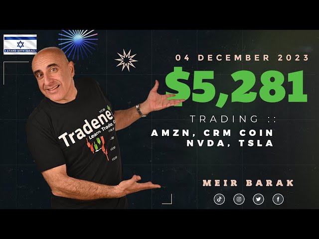 Live Trading Stocks - Earning $5,281 trading TSLA, CRM, COIN , AMZN, NVDA on December 4th, 2023.