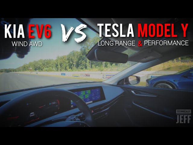 Kia EV6 AWD Drag Racing a Tesla Model Y Long Range and Model Y Performance