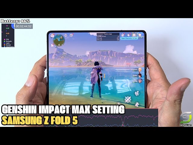 Samsung Galaxy Z Fold 5 test game Genshin Impact Max Setting