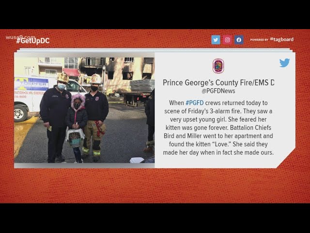 Prince George's County Fire Department reunites girl with pet kitten after 3-alarm fire | Get Uplift