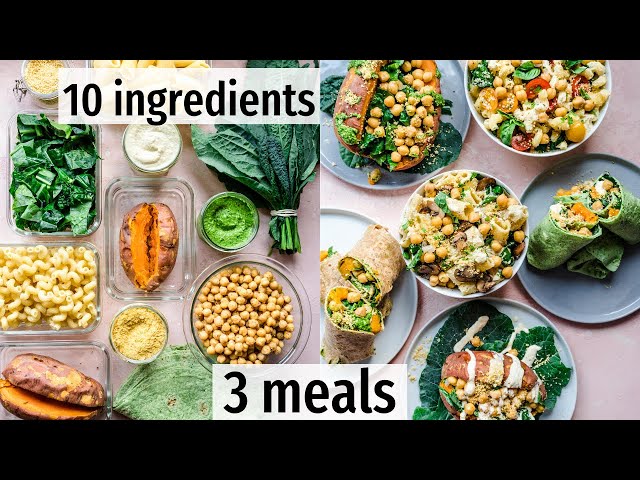 10 ingredients, 3 effortless vegan meals | VEGAN MEAL PREP (+PDF guide)