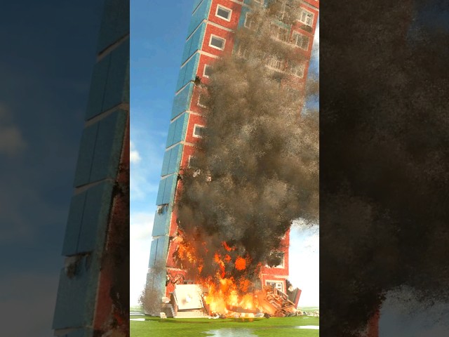 Fire vs Collapsing Building😱 #shorts #collapsing