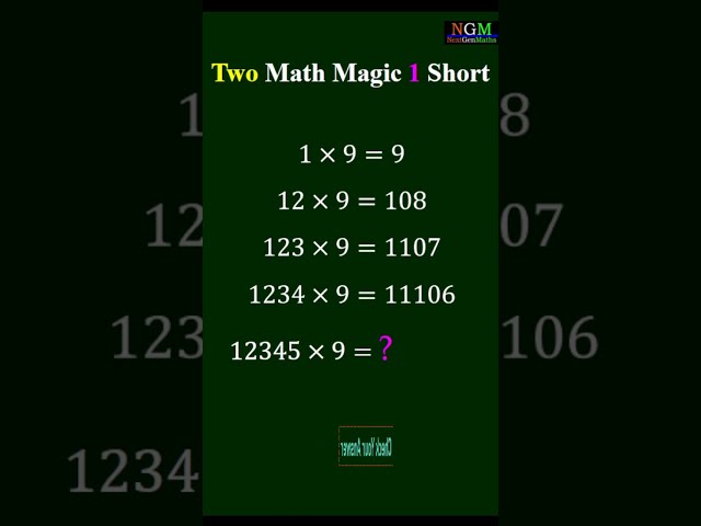 #shorts #trending #matchstick Two Math Magic  PUZZLE 135 1 x 9, 12 x 9, 123 x 9, 1234 x 9