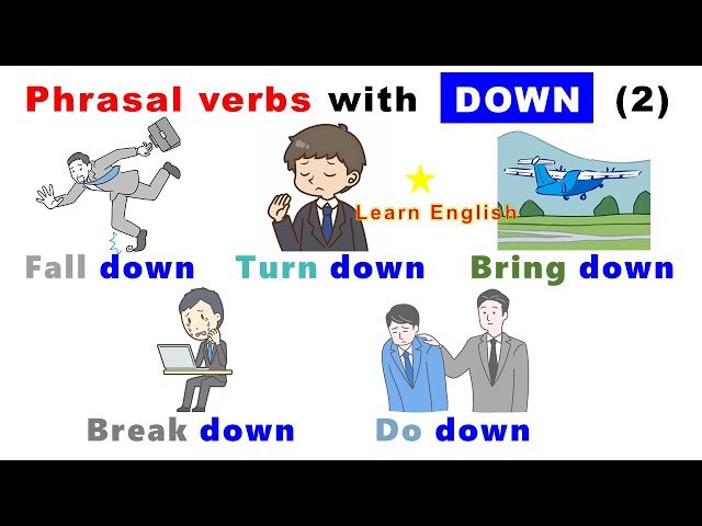 Phrasal verbs with Down (2): Fall down, Break down, Turn down, Bring down...