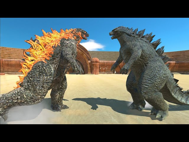 Godzilla 2021 VS Godzilla 2014 At The Arena   Animal Revolt Battle Simulator