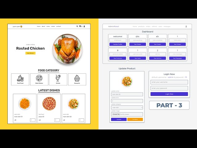 Complete Responsive Food / Restaurant Website Design With Admin Panel - Register And Login Page