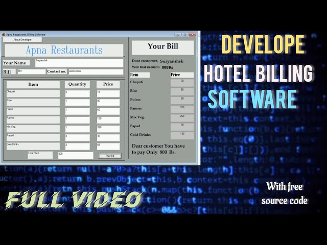 Develope Hotel Bill Management Software With The Help Of Visual Basic 6.0 | @suryanshsk