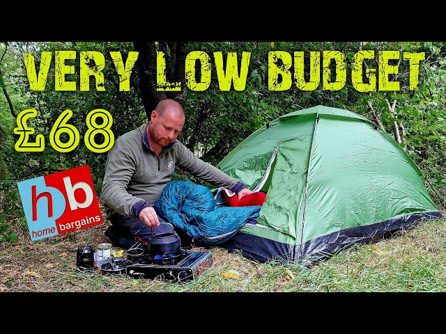 Tent camping in £68 budget equipment from home bargains.