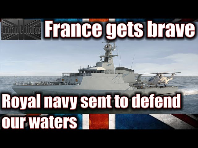 France sends 80 vessel flotilla including warship to jersey we send 2 warships RULE BRITANNIA