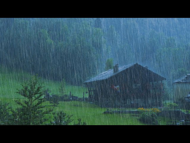 Rain Sounds for Sleeping - Sound of Heavy Rainstorm & Thunder in the Misty Forest At Night